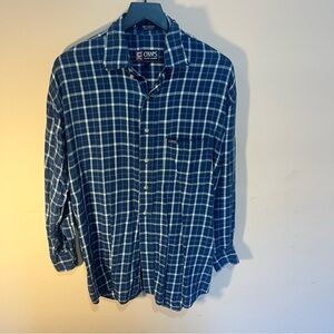 Vintage Chaps Ralph Lauren Plaid Flannel Shirt Mens Medium Blue classic